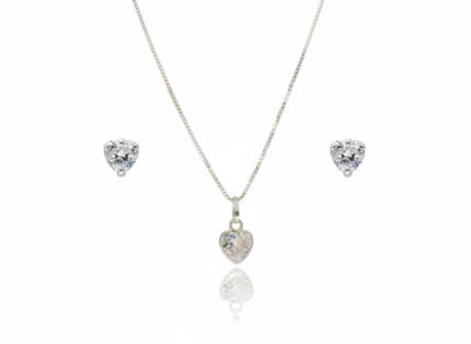 CONJUNTO ZIRCÔNIA CORAÇÃO 6MM - CRISTAL