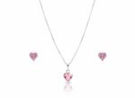 CONJUNTO ZIRCÔNIA CORAÇÃO 6MM - ROSA CRISTAL