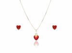 CONJUNTO ZIRCÔNIA CORAÇÃO 6MM - VERMELHO