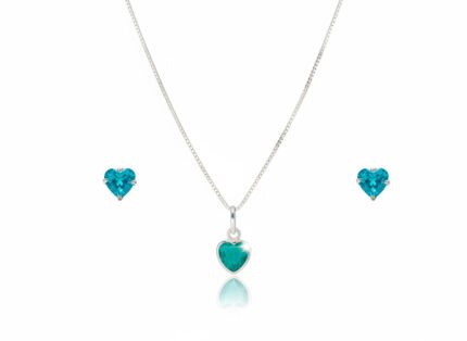 CONJUNTO ZIRCÔNIA CORAÇÃO 6MM - TURMALINA