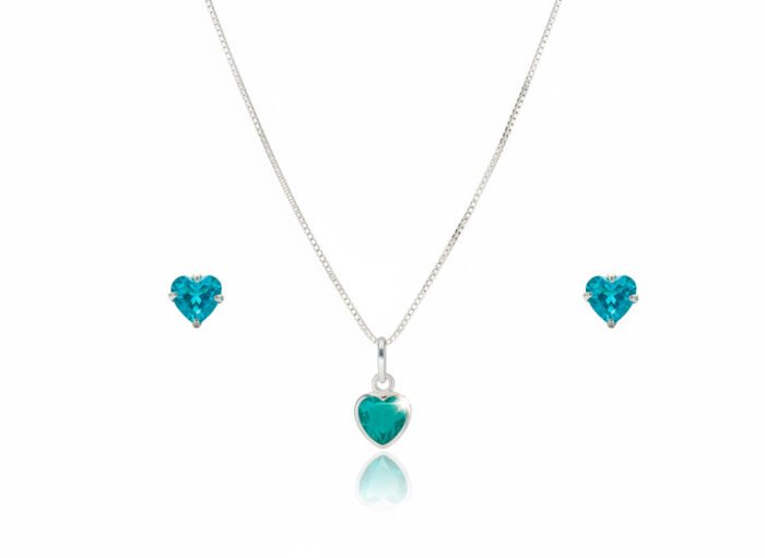 CONJUNTO ZIRCÔNIA CORAÇÃO 6MM - TURMALINA - Imagem 1