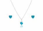 CONJUNTO ZIRCÔNIA CORAÇÃO 6MM - AZUL PISCINA