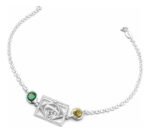 Pulseira Prata 925 Zircônia Brasil Verde Amarelo Femini Luxo Prateado 18 Cm