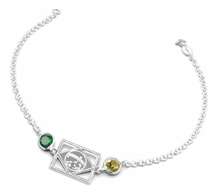 Pulseira Prata 925 Zircônia Brasil Verde Amarelo Femini Luxo Prateado 18 Cm - Imagem 1