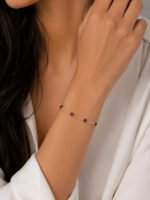 Pulseira Prata 925 Feminina Redonda Zircônia Vermelha 18 Cm Prateado 18 Cm - Imagem 5