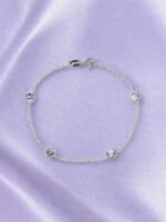 Pulseira Prata 925 Feminina Redonda Zircônia Cristal 18 Cm Prateado 18 Cm - Imagem 3