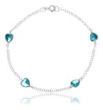 Pulseira Prata 925 Feminina Coração Zircônia Turmalina 18 Cm Prateado 19 Cm 18 Cm