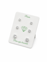 Kit Trio Brincos Prata 925 Redondo Ponto De Luz 2/3/4 Mm Prateado