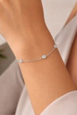 Pulseira Prata 925 Feminina Redonda Zircônia Cristal 18 Cm Prateado 18 Cm - Imagem 4