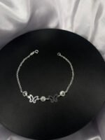 Pulseira Prata 925 Feminina Borboletas E Zircônia Cristal Prateado 18 Cm - Imagem 2