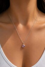 Colar Feminino Ponto De Luz Redondo Prata 925 Caixinha Rosa - Imagem 3