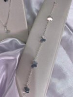Kit Conj Borboleta Prata 925 Gargantilha Pulseira Brincos Prateado - Imagem 4