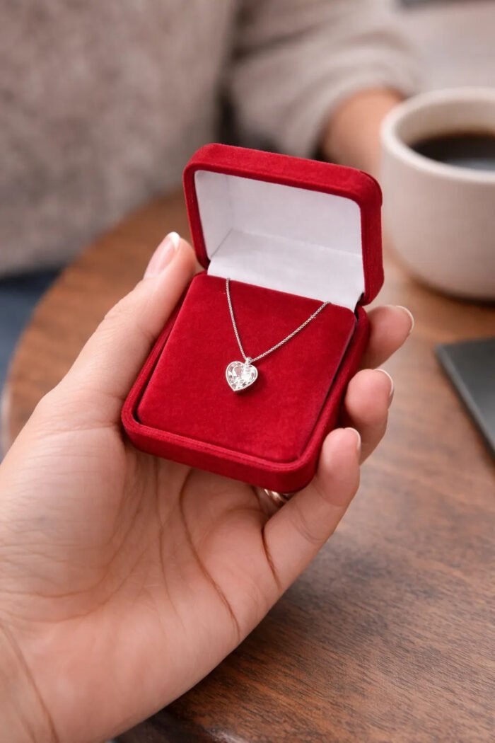 Colar Feminino Coração Ponto Luz Prata 925 Caixinha Presente Prateado - Imagem 8