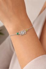 Pulseira Prata 925 Zircônia Brasil Verde Amarelo Femini Luxo Prateado 18 Cm - Imagem 8
