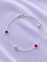 Pulseira Prata 925 Feminina Redonda Zircônia Colorida 18 Cm Prateado 18 Cm - Imagem 3