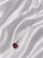 Colar Feminino Ponto De Luz Coracao Prata 925 Caixinha Vermelho - Imagem 5