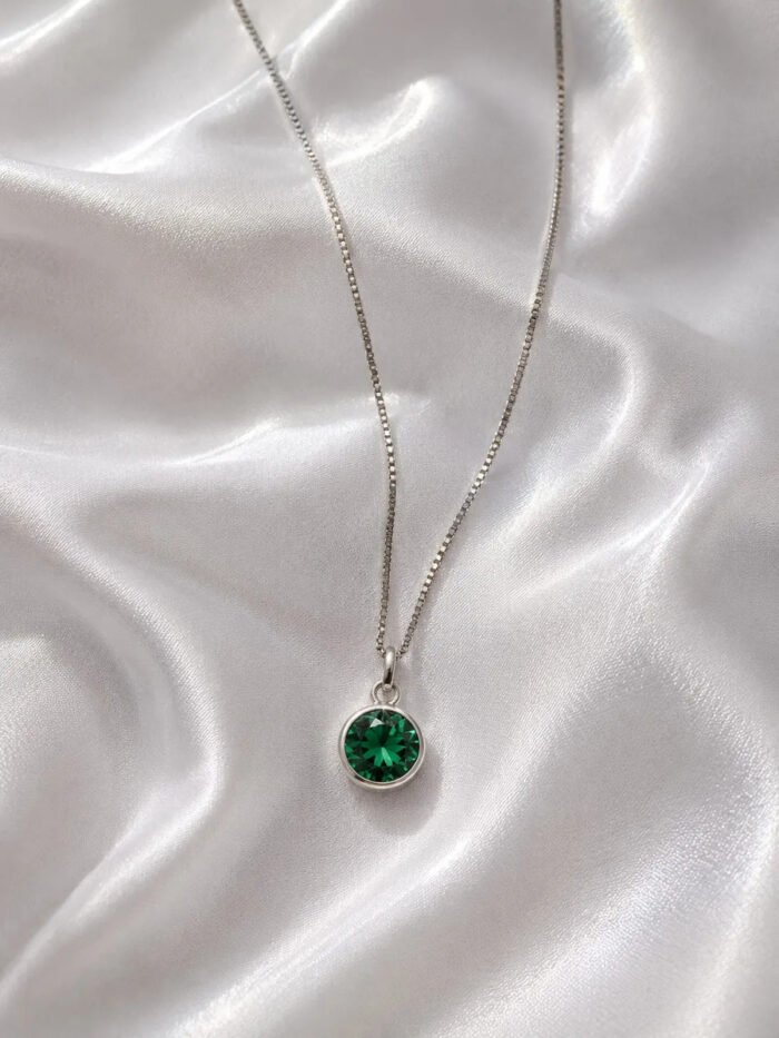 Colar Feminino Ponto De Luz Redondo Prata 925 Caixinha Verde - Imagem 4