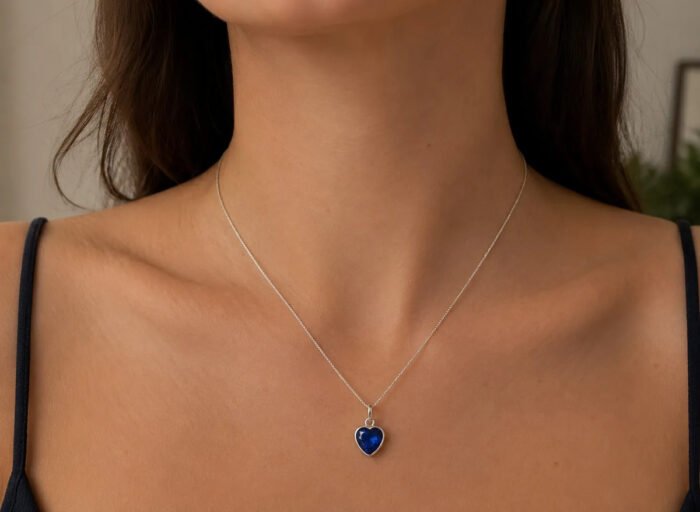 Colar Feminino Ponto De Luz Coracao Prata 925 Caixinha Azul - Imagem 3