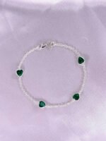 Pulseira Prata 925 Feminina Coração Zircônia Esmeralda 18 Cm Prateado 18 Cm - Imagem 5