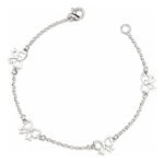 Pulseira Laços Prata 925 Feminina Delicada Ajustável Prateado 18 Cm