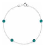 Pulseira Prata 925 Feminina Redonda Zircônia Turmalina 18 Cm Prateado 18 Cm
