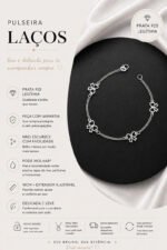 Pulseira Laços Prata 925 Feminina Delicada Ajustável Prateado 18 Cm - Imagem 2