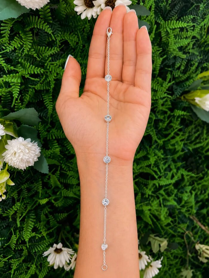 Pulseira Prata 925 Feminina Redonda Zircônia Cristal 18 Cm Prateado 18 Cm - Imagem 6