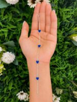 Pulseira Prata 925 Feminina Coração Zircônia Azul Bic 18 Cm Prateado 18 Cm - Imagem 4