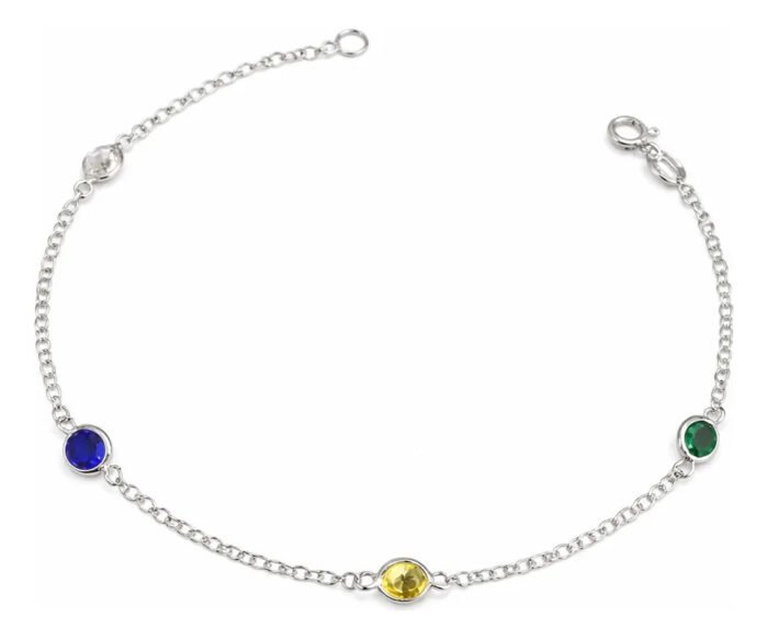 Pulseira Brasil Prata 925 Tema Copa Do Mundo Feminina 18 Cm Prateado 18 Cm - Imagem 1