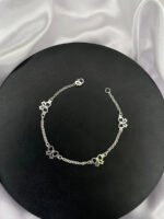 Pulseira Laços Prata 925 Feminina Delicada Ajustável Prateado 18 Cm - Imagem 4
