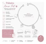 Pulseira Pet Prata 925 Pingentes Cachorro Gato Feminina Fofa Prateado 18 Cm - Imagem 2