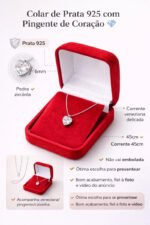 Colar Feminino Coração Ponto Luz Prata 925 Caixinha Presente Prateado - Imagem 2