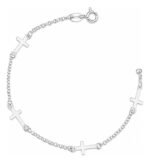 Pulseira Cruz Pequena Em Prata 925 Minimalista Prateado 18 Cm