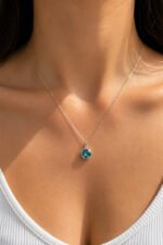 Colar Feminino Ponto De Luz Redondo Prata 925 Caixinha Azul Celeste - Imagem 3