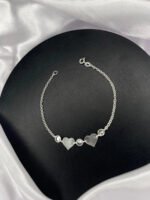 Pulseira Prata 925 Feminina Coração Zircônia Delicada Prateado 18 Cm - Imagem 4