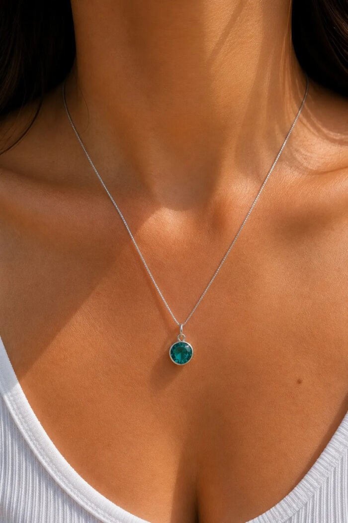 Colar Feminino Ponto De Luz Redondo Prata 925 Caixinha Turmalina - Imagem 3