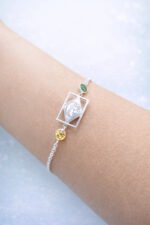 Pulseira Prata 925 Zircônia Brasil Verde Amarelo Femini Luxo Prateado 18 Cm - Imagem 5