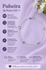 Pulseira Prata 925 Feminina Redonda Zircônia Cristal 18 Cm Prateado 18 Cm - Imagem 2