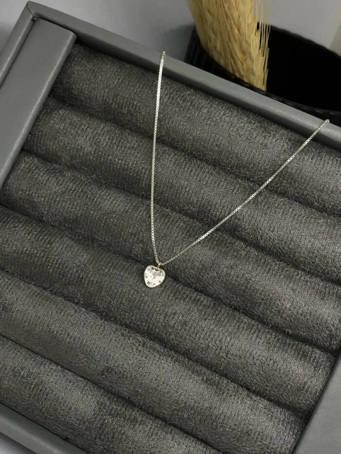 Colar Feminino Prata 925 Ponto De Luz Zircônia Coração 45cm Prateado - Imagem 4