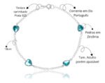 Pulseira Prata 925 Feminina Coração Zircônia Turmalina 18 Cm Prateado 19 Cm 18 Cm - Imagem 2