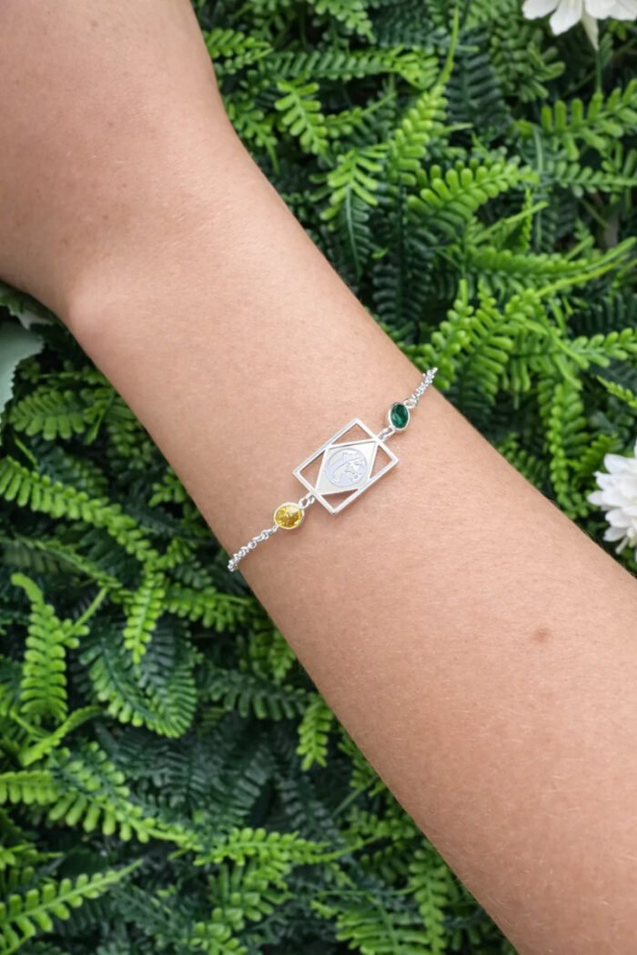 Pulseira Prata 925 Zircônia Brasil Verde Amarelo Femini Luxo Prateado 18 Cm - Imagem 3