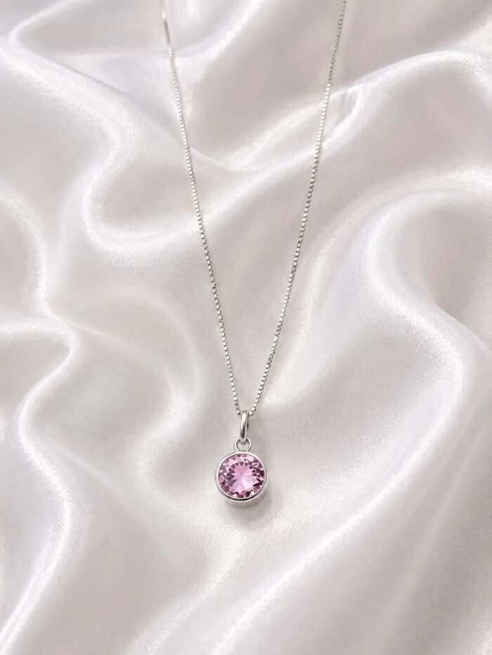 Colar Feminino Ponto De Luz Redondo Prata 925 Caixinha Rosa - Imagem 4
