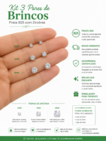 Kit Trio Brincos Prata 925 Redondo Ponto De Luz 2/3/4 Mm Prateado - Imagem 2