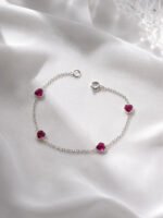 Pulseira Prata 925 Feminina Coração Zirconia Pink Tam 18cm Prateado 18 Cm - Imagem 5