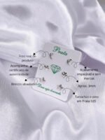 Kit Trio De Brincos Prata 925 Lua Estrela E Coração Prateado - Imagem 2