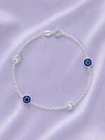 Pulseira Prata 925 Feminina Olho Grego Zircônia Cristal18 Cm Prateado 18 Cm - Imagem 3