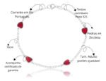 Pulseira Prata 925 Feminina Coração Zircônia Vermelho 18 Cm Prateado 19 Cm 18 Cm - Imagem 2
