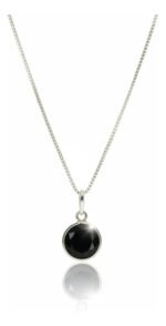 Colar Feminino Ponto De Luz Redondo Prata 925 Caixinha Preto