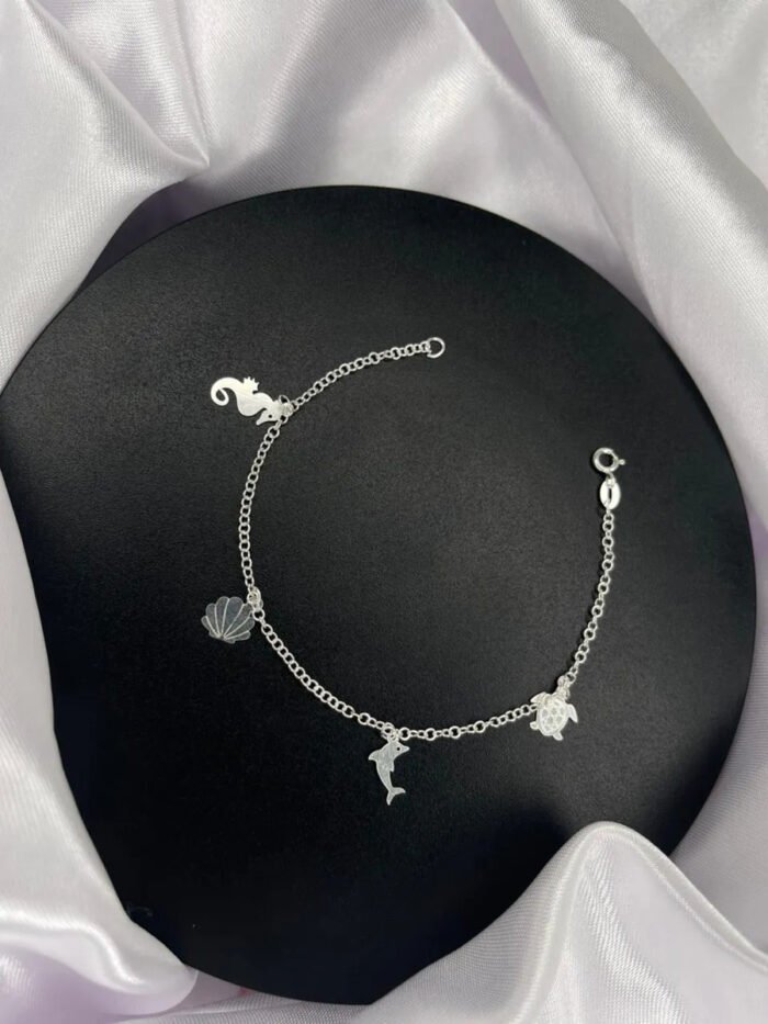 Pulseira Verão Mar Praia Prata 925 Feminina Ajustavel Prateado 18 Cm - Imagem 3
