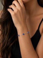 Pulseira Prata 925 Feminina Olho Grego Azul Zircônia 18 Cm Prateado 18 Cm - Imagem 4